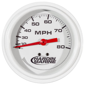Hardin Marine 0-80 MPH Speedometer Gauge - 3-3/8" - White Face